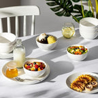 MALACASA Small White Ceramic Bowls Set of 8, 14 OZ Compact Dessert Bowls Rice Bowls Set, Ceramic Bowl for Ice Cream, Soup, Cereal, Side Dishes, Dishwasher & Microwave Safe