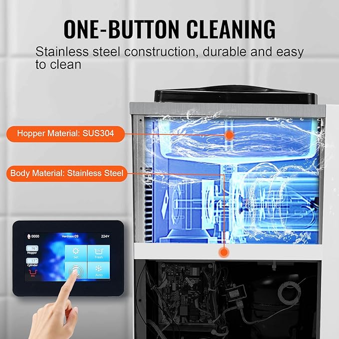 VEVOR Commercial Ice Cream Machine, 10.6 QT/H Yield, 1000W Single Flavor Countertop Soft Serve Ice Cream Maker, 4L Hopper 1.6L Cylinder, Touch Screen Auto Clean Pre-cooling, for Restaurant Snack Bar