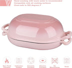 Enameled Cast Iron Sourdough Bread Oven, Dutch Oven, Loaf Cast Iron Bread Pan for Homemade Bread Baking, Meatloaf Pan with Lid, 7QT, Pink