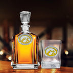 Heritage Pewter University of Iowa Square Collector's Glass | Hand-Sculpted 1.5 Ounce Glassware | Intricately Crafted Metal Pewter Alma Mater Inlay