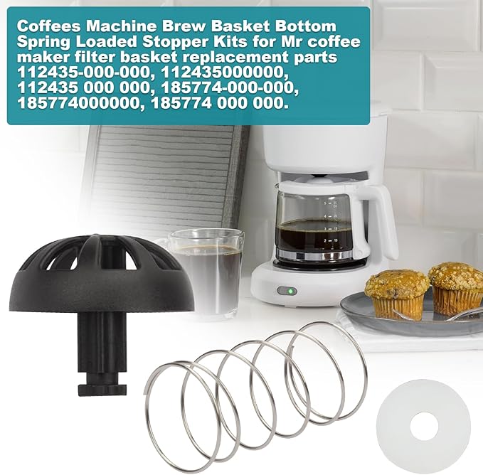 2 Pack Coffees Machine Brew Basket Bottom Spring Loaded Stopper Kits Replacement for Mr. Coffee Coffee Machine Accessory 185774-000-000 185774 000 000 112435-000-000 Hamilton 990117900 990237500
