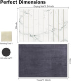 Stone Dish Drying Mat for Kitchen Counter,24"(L)×16"(W) Collapsible Fast-Drying Diatomaceous Earth Mats with Towel Sanding Tool,Versatile Stone Drying Mats for Cups Dishes Bottles