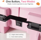 Sunvivi Double Belgian Waffle Maker with Dual Removable Nonstick Plates, Stainless Steel Round Waffle Iron, Fast Preheat, Flip-Style Easy One-Button Operation, PFOA-Free, Pink