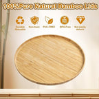 12" Premium Bamboo Round Tray - Natural Multipurpose Serving Platter for Grilling, BBQ, Tea, Coffee & Ottoman Decor