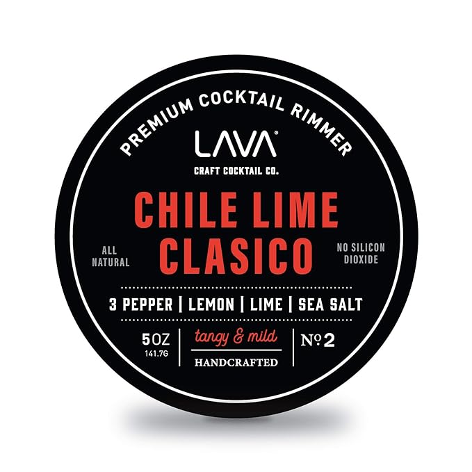 LAVA Premium Chile Lime Clásico Cocktail Rimmer 5oz, All Natural Bloody Mary Rimmer, Michelada Rimmer, Margarita Rimmer Salt, No Silicon Dioxide, with Screw-On Lid