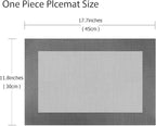 PIGCHCY Placemats Vinyl Washable Table Mats Elegant Non-Slip Placemats for Dinner Table Set of 4 (Silver)