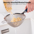 18/8 Stainless Steel Mesh Strainer: U-Taste 5.5 Inch Kitchen Fine Mesh Sieve Food Colander with Riveted Sturdy Silicone Handle and 30 Mesh Hole for Straining Flour, Pasta, Fruit, Quinoa(Midnight Blue)