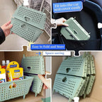 Collapsible Kitchen Colander and Strainer - Foldable Plastic Drain Basket for Fruit, Vegetables, Pasta - Space-Saving for Kitchen, RV, and Camping - BPA-Free & Dishwasher Safe (Green-1pcs)