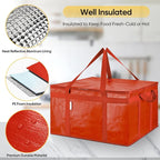 BALEINE 2Pk Insulated Reusable Grocery Bags, Collapsible Cooler Bag for Groceries, Heavy Duty Large Insulated Bag (19.5''x19.5''x11.5'', Bright Red)