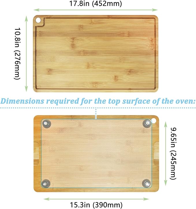 Bamboo Wood Cutting Board Compatible with Breville BOV800XL 860BSS 845BSS, Protects Smart Toaster Oven, With Heat Resistant Silicone Feet and Oven Rack Push Accessories, Creates Storage Space