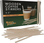 [1,000 Count] Birch Wood Stir Sticks for Coffee Bar, Wooden Stir Sticks for Coffee 5.5 Inch Length (Natural)