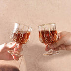GLASKEY Crystal Brandy and Cognac Snifter Glasses Set of 2-24K Gold Hand Decorated,Short Stem Cognac Glass Brandy Goblets for Bourbon,Scotch,Tequila,Armagnac,Rum,Gift Ideas-7oz