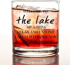 kunlisa Lake Gifts Whiskey Glasses, Lake House Decor and Gifts, Housewarming Gift for Friends 10 oz Drinking Rocks Glasses for Women Men Whisky Cocktail Scotch Bourbon Liquor