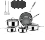 15-Piece 5 Ply Stainless Steel Cookware Set with Lids, Pots and Pans Set Non Stick, Non-Toxic Kitchen Utensils Set for Induction, Oven, Dishwasher Safe, RV Essentials, Kitchen Appliances