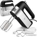 Hand Mixer Electric, 450W Kitchen Mixers with Scale Cup Storage Case, Turbo Boost/Self-Control Speed + 5 Speed + Eject Button + 5 Stainless Steel Accessories, For Easy Whipping Dough,Cream,Cake