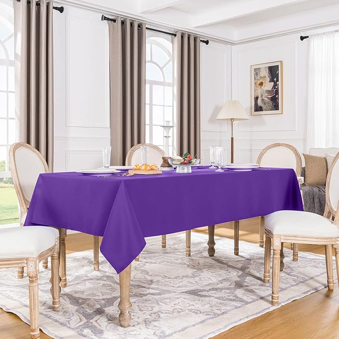 Softalker Rectangle Tablecloth, Waterproof & Stain Resistant Table Cloths Wrinkle Free Fabric Washable 210GSM Polyester Table Cover for Spring/Party/Outdoor - 52 x 70 inch,Purple
