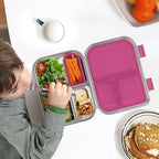 Stainless Steel Kids Leak-Resistant Bento Lunch Box, 3-Compartments with Silicone Container, Dishwasher-Safe, Child-Friendly Design for School, Picnics & Travel,BPA-Free(Pink)