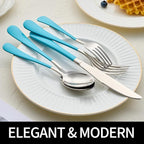 20-Pieces Blue Silverware Sets for 4,Blue Handle Stainless Steel Cutlery Set, Include Forks Spoons and Knives Set, Dishwasher Safe Utensil Sets for Home Restaurant