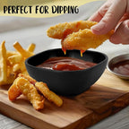 5 oz Soy Sauce Dishes, 6 Pack Wheat Straw Small Dipping Bowls, Sauce Dish, Small Dip Bowls for Side Dishes, Condiment, Appetizer, Snack (Black)