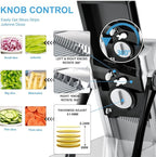 Spiralizer slicer & Mandoline Slicer for kitchen, Adjustable Thickness.Veggie Slicer, vegetable slicer, Potatoes chopping, Veggie Dicer, Zucchini, Faster Kitchen Slicer for Meal Prep(Black)