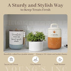 Young's Inc Ceramic Treat Jar with Lid, Joy Airtight, Cat Dog Treats, Rustic Kitchen Décor, Treats for Pets, Cookies, Candies, Decorative with Lids