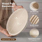 Wood Pulp Banneton Bread Proofing Basket Set, 9" 2.2LB Round Sourdough Banneton Basket Kit, Sourdough Bread Making Tool Baking Supplies with Proofing Bowl, Cover, Dough Whisk, Lame, Scraper