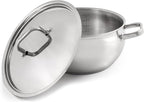 BergHOFF Belly Shape 18/10 Stainless Steel 9.5 inches Stockpot 5.5qt., Metal Lids, Fast, Evenly Heat, Induction Cooktop Ready
