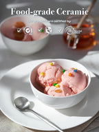 DOWAN 8.5 OZ Small Ceramic Bowls Set of 4 - White Bowls for Dessert, Dip, Side Dishes, Ice Cream, Fruit, Rice - Dishwasher & Microwave Safe (Soft White)