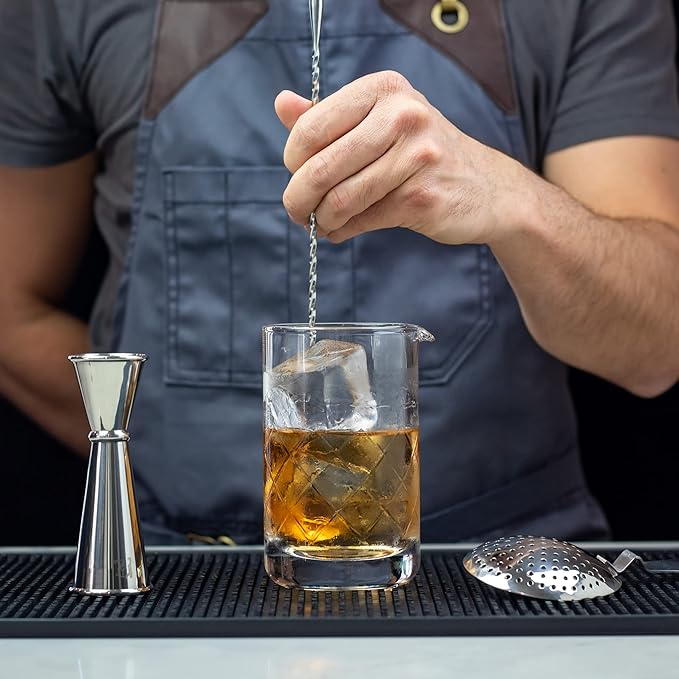 Bar Spoon: 12.5” Stainless Steel Cocktail Mixing Spoon, Long Handle Spiral Design with Weighted Teardrop End (Set of 2)