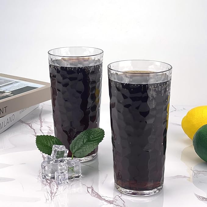 Yalin 24-Ounce Plastic Tumbler Acrylic Drinking Glasses, Reusable Plastic Cups, Stackable, BPA-Free, Shatter Proof, Dishwasher Safe, Set of 8 (Clear)