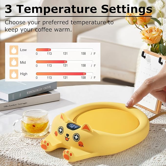 PUSEE Coffee Mug Warmer Auto Shut Off, 3 Temp Coffee Warmer for Desk, Candle Warmer Plate Safely Melt The Candle Releases Scents,Enjoy Your Warm Coffee Tea,Coffee Gifts for Women Men
