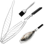 Fish Grill Basket for Grilling, Stainless Steel Basket, Non-Stick Fish Rack for Grilling with Adjustable Lock Removable Handle, Ideal for BBQ, Camping, Charcoal and Gas Grills