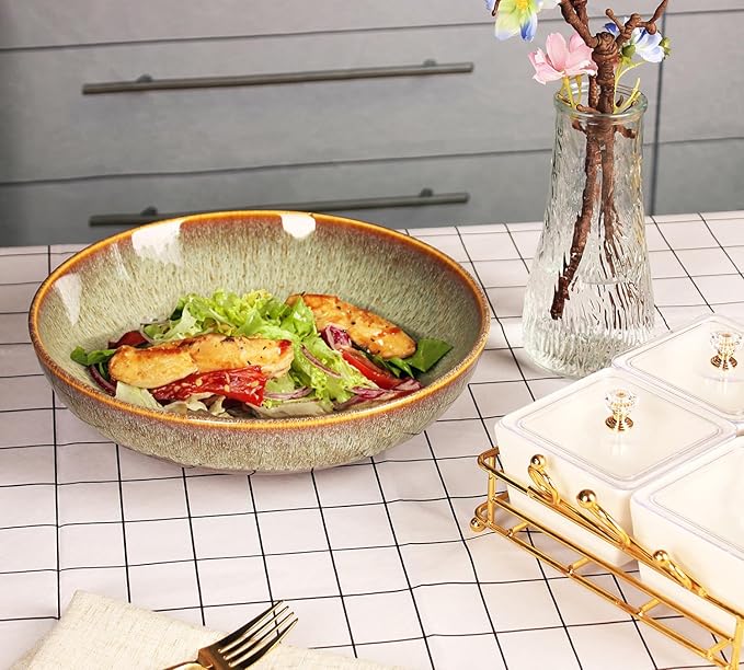 Large Pasta Bowls 56 Oz, soup bowl soup plate, Set of 2, Serving, Salad, Dinner, deep Plate/Wide Bowl, Microwave, Oven, Dishwasher Safe Kitchen Dinnerware, Modern Porcelain Dishes 10 inch