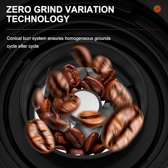 Wancle Conical Burr Coffee Grinder Touch Edition Electric Coffee Bean Grinder - 25 Grind Settings, Precision Timer, Anti-Static, Compact with Air Blower, 200W Motor