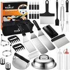 38PCS Flat Top Grill Accessories Set - Must Have for Your Outdoor with Professional Griddle Spatula, Cleaning Kit, Grill Basting Cover - Ideal Griddle Gift for Men Women