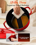 Nuwave 6QT LUX Healthy Enameled Cast Iron Dutch Oven Pot with Lid, Heavy Duty 7-Layer Enamel, Enhanced Rust Protection, Dual Handles, Oven Safe to 500°F for Sourdough Bread Baking, Braise, Stew, Roast