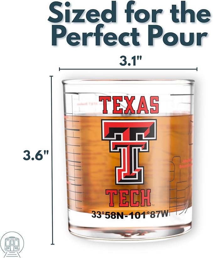 Greenline Goods – Texas Tech University Red Raiders College Whiskey Glasses (Set of 2), 10 oz – Full-Color Logo + Campus Map
