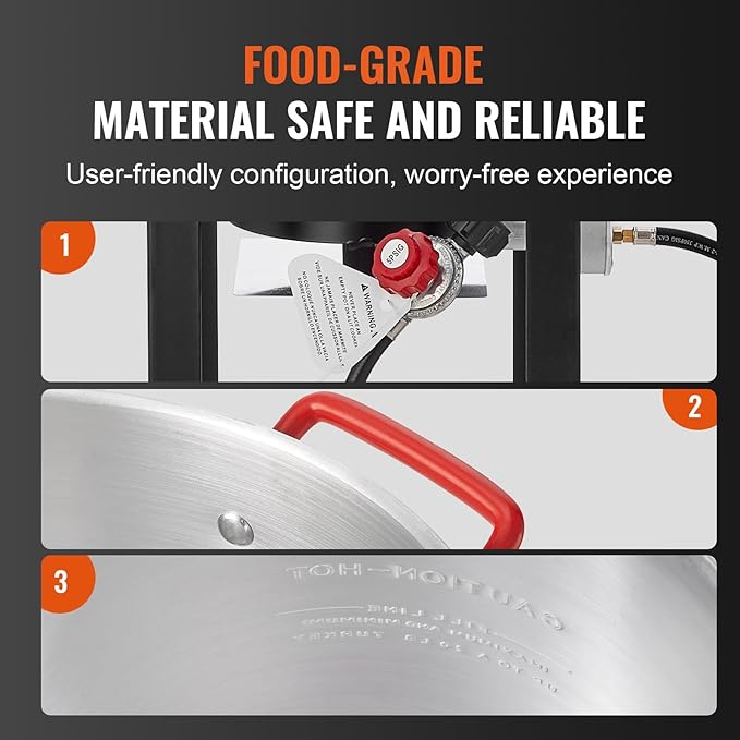 VEVOR Turkey Deep Fryer, 30-qt Turkey & 10-qt Outdoor Aluminum Seafood Boiling Kit, Fish Steamer Cooker Set, 54,000 BTU Burner Propane Gas Boiler, Gifts for Thanksgiving Day