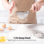 18/8 Stainless Steel Mesh Strainer: U-Taste 3.9 Inch Kitchen Fine Mesh Sieve Food Colander with Riveted Sturdy Silicone Handle and 30 Mesh Hole for Straining Flour, Quinoa, Tea, Juice (Orange)