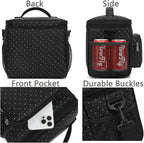 FlowFly Insulated Reusable Lunch Bag Adult Large Lunch Box for Women and Men with Adjustable Shoulder Strap,Front Zipper Pocket and Dual Large Mesh Side Pockets,Dot