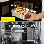 Stackable Stainless Steel Bento Box for Adults with Snack Container, Metal Leak-Proof Food Containers with Detachable Divider, Double Layer Bento Lunch Box for Work Travel, BPA-Free, Dishwasher Safe