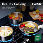 14 pcs Stainless Steel Cookware Set, Detachable Pots and Pans Set with Removable Handle, Non Toxic Space Saving RV Camping Cookware Set, Induction Cookware, Dishwasher & Oven Safe