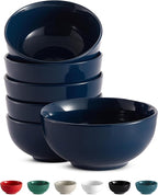 KooK Soup Bowls, Cereal Bowl, Ceramic, Bowls for Kitchen, Microwave, Dishwasher and Freezer Safe, Porcelain Dishes for Pasta, Salad, Oatmeal, Deep Interior, 20 oz, Set of 6, (Navy)