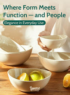 Sweese Porcelain Serving Bowls Set for Entertaining, Multipurpose 10-18-28-42oz, Beige