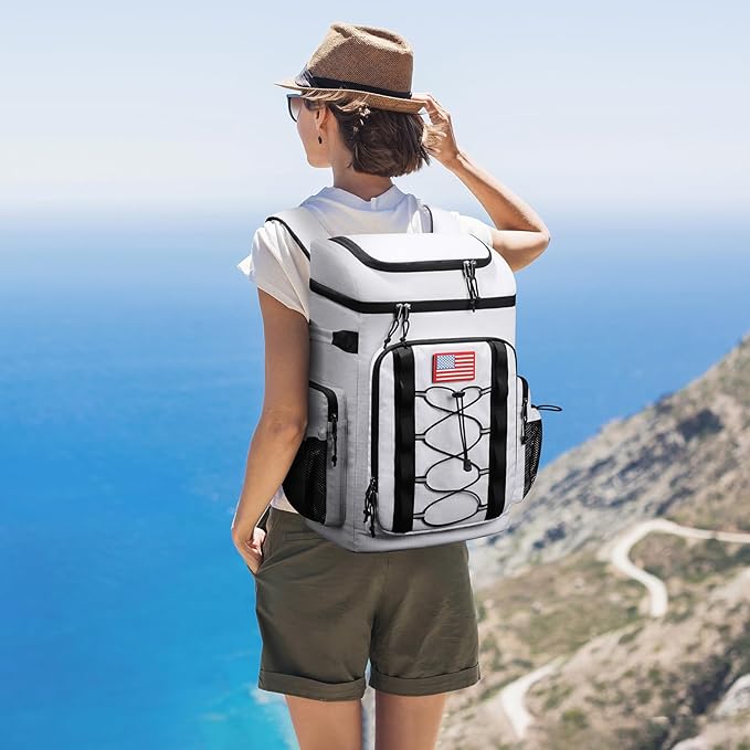 Maelstrom Backpack Cooler,Soft Lightweight Leakproof Cooler Backpack,50 Can Insulated Cooler Bag,Keeps 50 Cans Hot/Cold for Up to 16 Hours,Waterproof Lunch Bag for Men Women-White