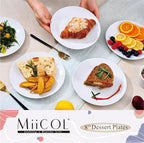 Miicol Ceramic Appetizer Plates Set of 6, White Dessert Plates 8 Inch, Small Dinner Plates, Modern Round Salad Plates, Porcelain Serving Dishes for Snack, Bread, Fruit, Microwave & Dishwasher Safe
