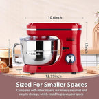 Household Stand Mixer with 6.5 Quart Bowl, Electric Food Mixer 10+p Speeds 660W, Kitchen Tilt-Head Bread Dough and Cake Mixers with Dough Hook, Whisk, Beater, Splash Guard and Egg Separator (Red)