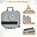 Bento Lunch Box with Thermo, 4-Compartment Bento Box with Adjustable Dividers, Leakproof Dinosaur Lunch Box with 14.2OZ Insulated Food Jar & Sauce Jar, for School Office Travel(Grey)