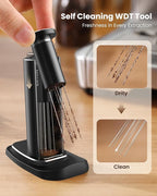 Maestri House WDT Tool, Espresso Distribution Tools Self-Clean with Aluminum Alloy Magnetic Stand, 0.3/0.4mm Needles 10 each for Espresso Stirrer Replacement (Matte black)