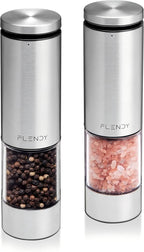 Electric Salt and Pepper Grinder Set Rechargeable, Automatic Salt and Pepper Grinder Set with Oversized Top Button, Stainless Steel Electric Salt and Pepper Shakers Set